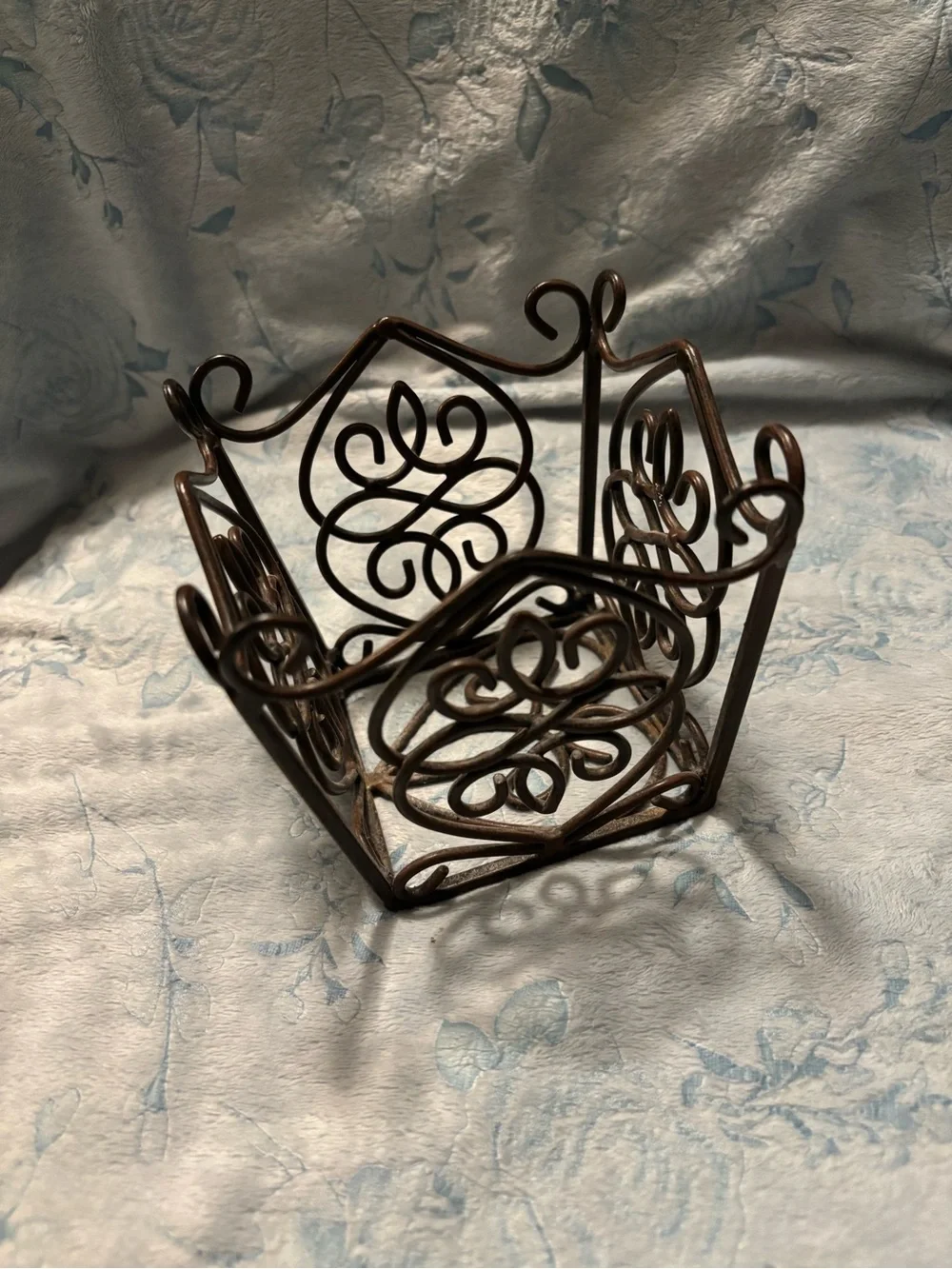 Decorative Scrollwork Metal Candle/ Plant Holder - Bronze Finish